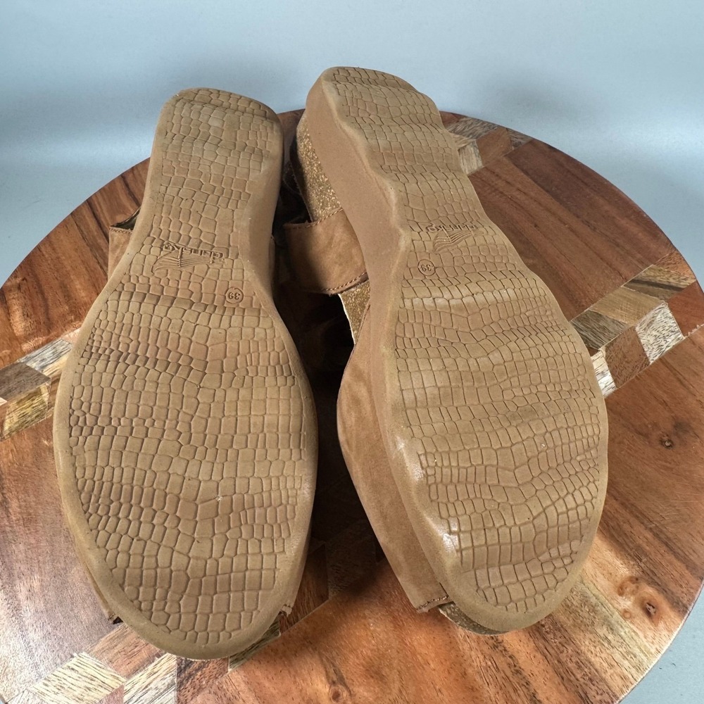 Dansko Danae Tan Nubuck Leather Wedge Sandals EU 39 US 8.5-9 Hook Loop Strap - Picture 5 of 6